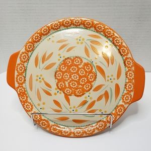 Temptations by Tara Old World Circle Serving Platters Orange Floral Serving Ware